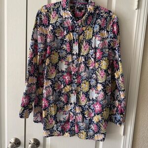 Cotton Button Front Shirt - “Lush Garden” by Talbots